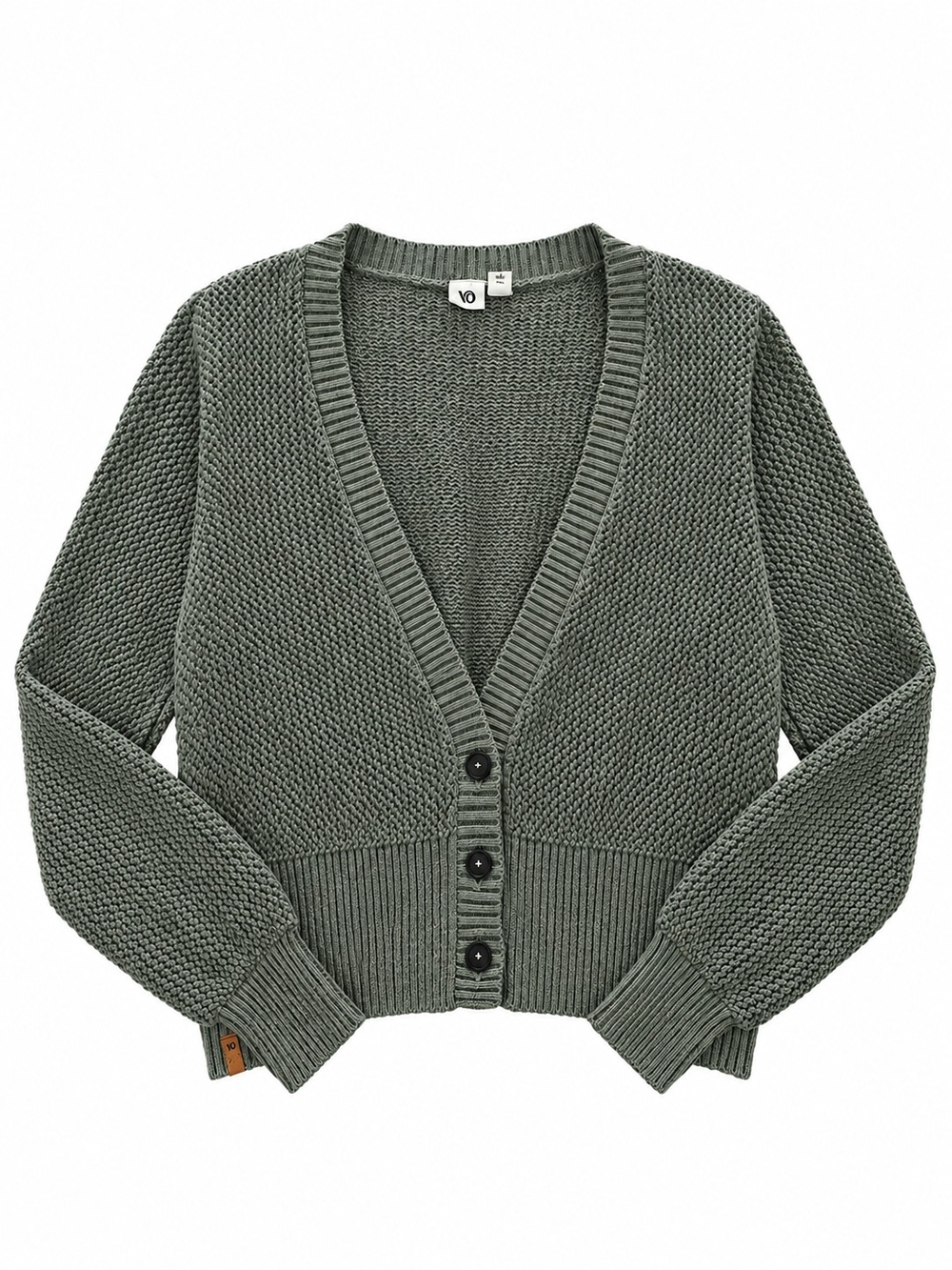 tentree Women's Sunbeam Cardigan Button Olive XL Knit Chunky Cozy Ribbed Cotton